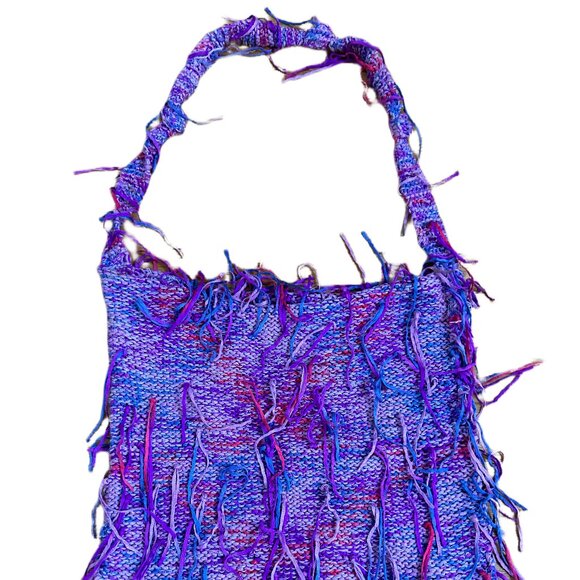 HANDMADE KNITTED HOBO BAG MULTI-COLOR - Picture 5 of 10
